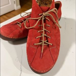 New Think! Red Leather Sneaker Loafer Size 38 Women’s Eco-friendly Romania